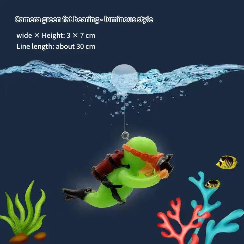 Fish Tank Decoration Luminous Green Mini Floating Diver Aquarium Ornaments Cute Small Floating Ball Aquarium Accessories Acuario