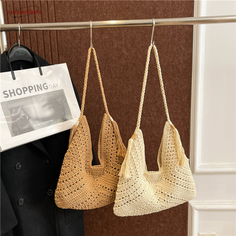 New 2025 Knitted for Summer Beach Vacation Versatile Women's Large Capacity Shoulder Bag #swissmilitary