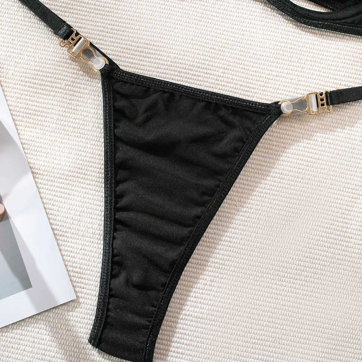 Sexy Pure Desire Style Fun Lingerie Set Women Elegant Solid Perspective Underwear Comfortable Exotic Apparel Suit Two-piece SetXJ250301