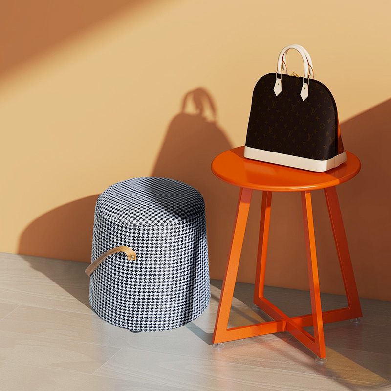 Small stools for home use short stool thousand birds grid red creative round stool door wear shoes change shoes stool doorway living room coffee table