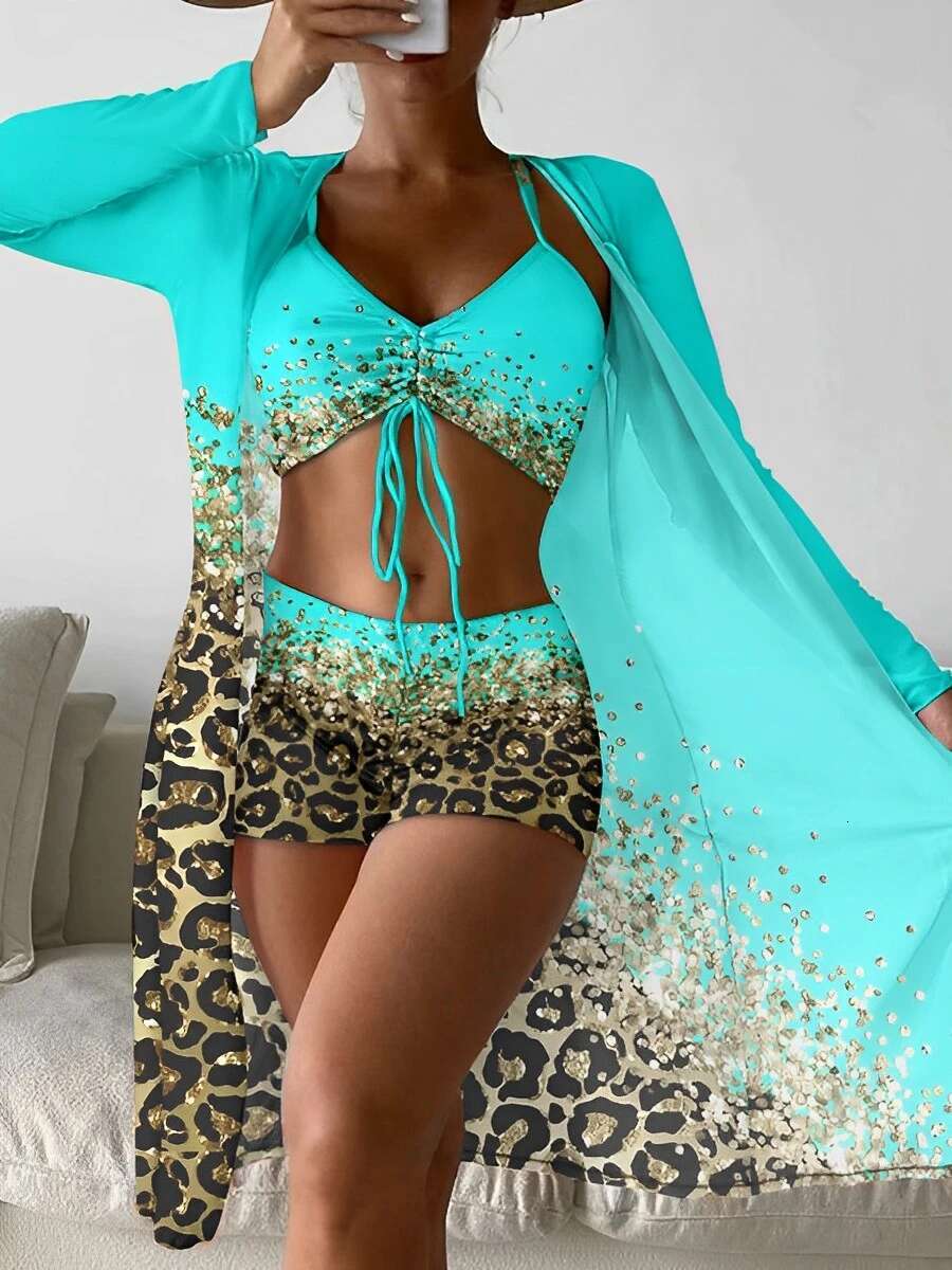 Summer New High Waist Bikini 2025 Personalized Printed Designer Swimsuit Women's Kimono Swimsuit Bathing Swimming Swimsuit Beach Wear Casual Clot