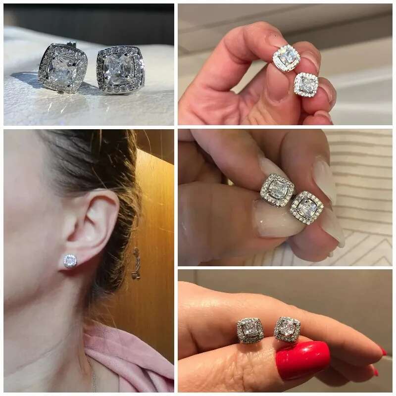 Huitan Geometric Women Stud Earrings Cubic Zirconia Wedding Party Daily Wearable Fashion Jewelry Hot Dropshipping
