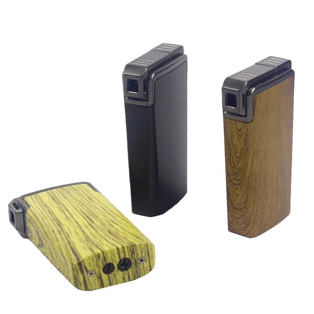Windproof Dual-Flame Refillable Butane Torch Lighter with Adjustable Jet Wood Grain Design Cigarette Accessory Man Dad giftT250301