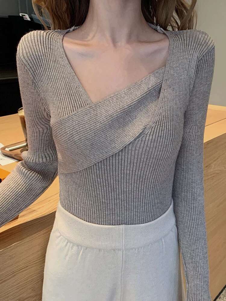 Sexy V neck Sweaters Fashion Jersey Winter 2024 Autumn Pullover Women Sweater Jumper Truien Dames