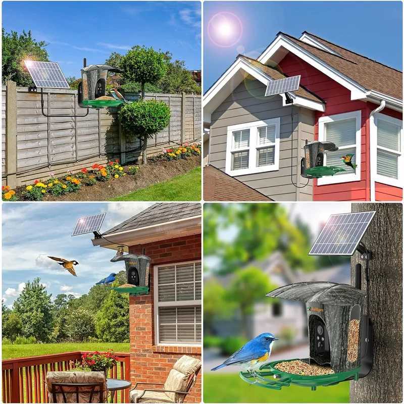AI Smart Bird Feeder Camera with 64G Card1080P HD AI Identify Bird SpeciesHummingbird FeederBird House with 7W Solar PanelC250301