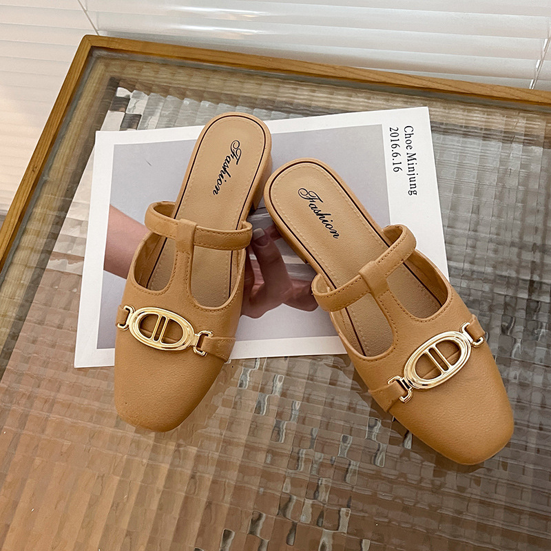 Slippers Women's Summer Wear Half Pack Slippers 2025 New Muller Internet Famous Flat Bottomed Beach Casual Korean Version For Female Students Com