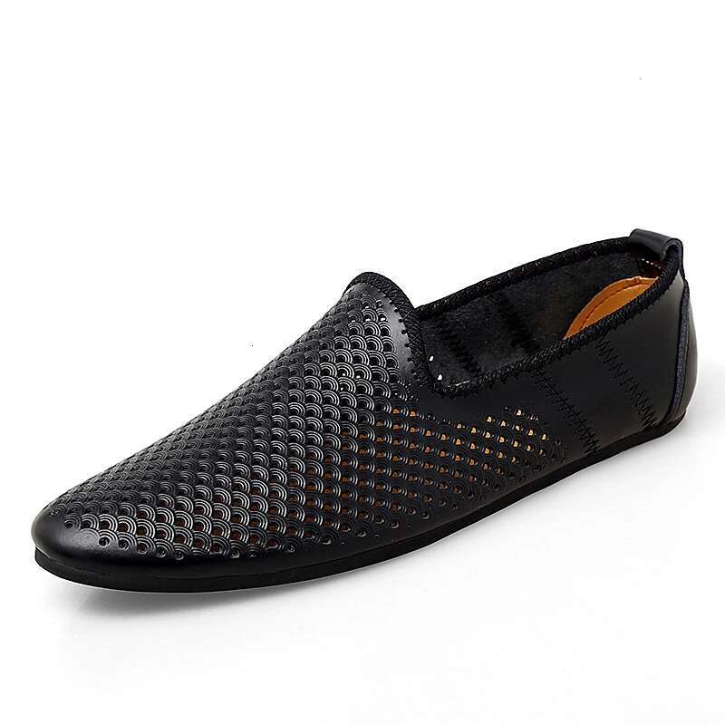 Italian Men Casual Brand Summer Mens Loafers Genuine Leather Moccasins Hollow Out Breathable Slip On Driving Shoes
