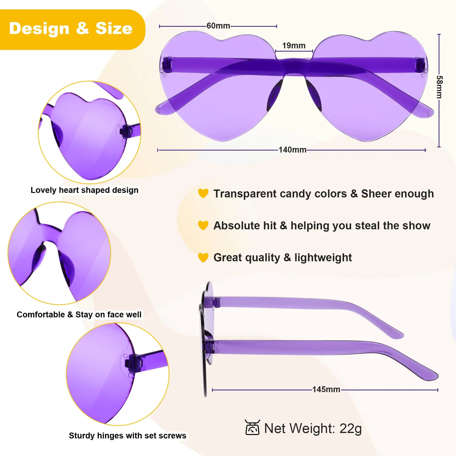 10-100Pcs Wedding Heart Glasses Wedding Favors Rimless Heart Glasses Bachelorette Party Favors Candy Color Heart Sunglasses 250221