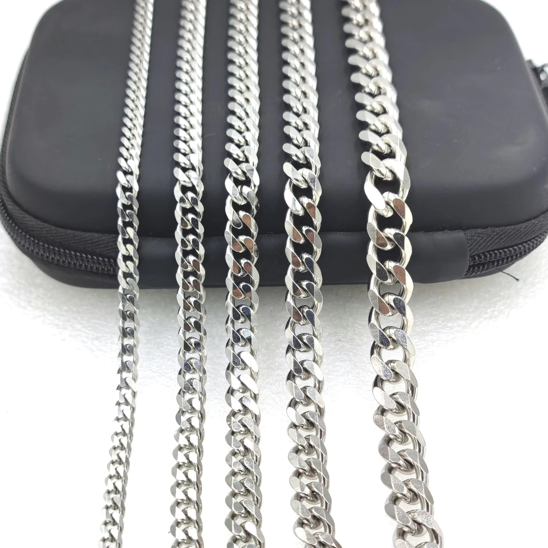 Men's chain 4mm 5mm 6mm 9mm sier solid stainless steel Cuban necklace