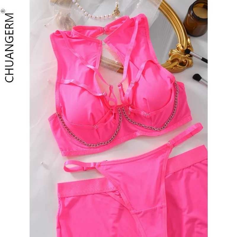 CHUANGERM Gather Erotic Set Black Womens Underwear Set Pink Sexy Underwear Onlyfan Body Set Bra Top Womens UnderwearXJ250301