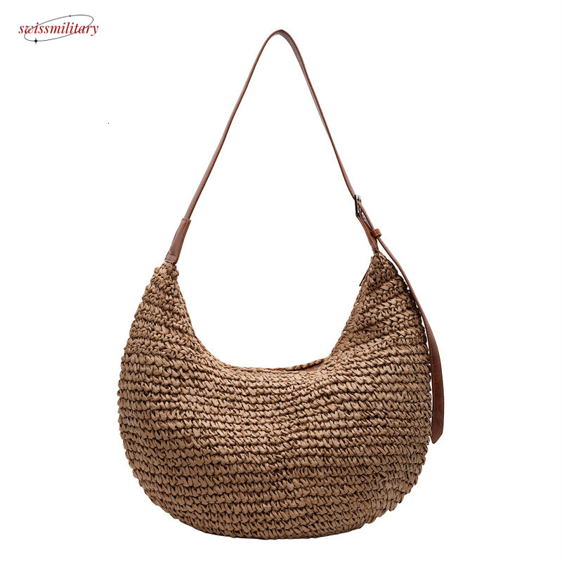 Summer Seaside Woven for Women 2025 New Large Capacity Versatile Single Shoulder Crossbody Fashion Commuter Tote Bag #swissmilitary