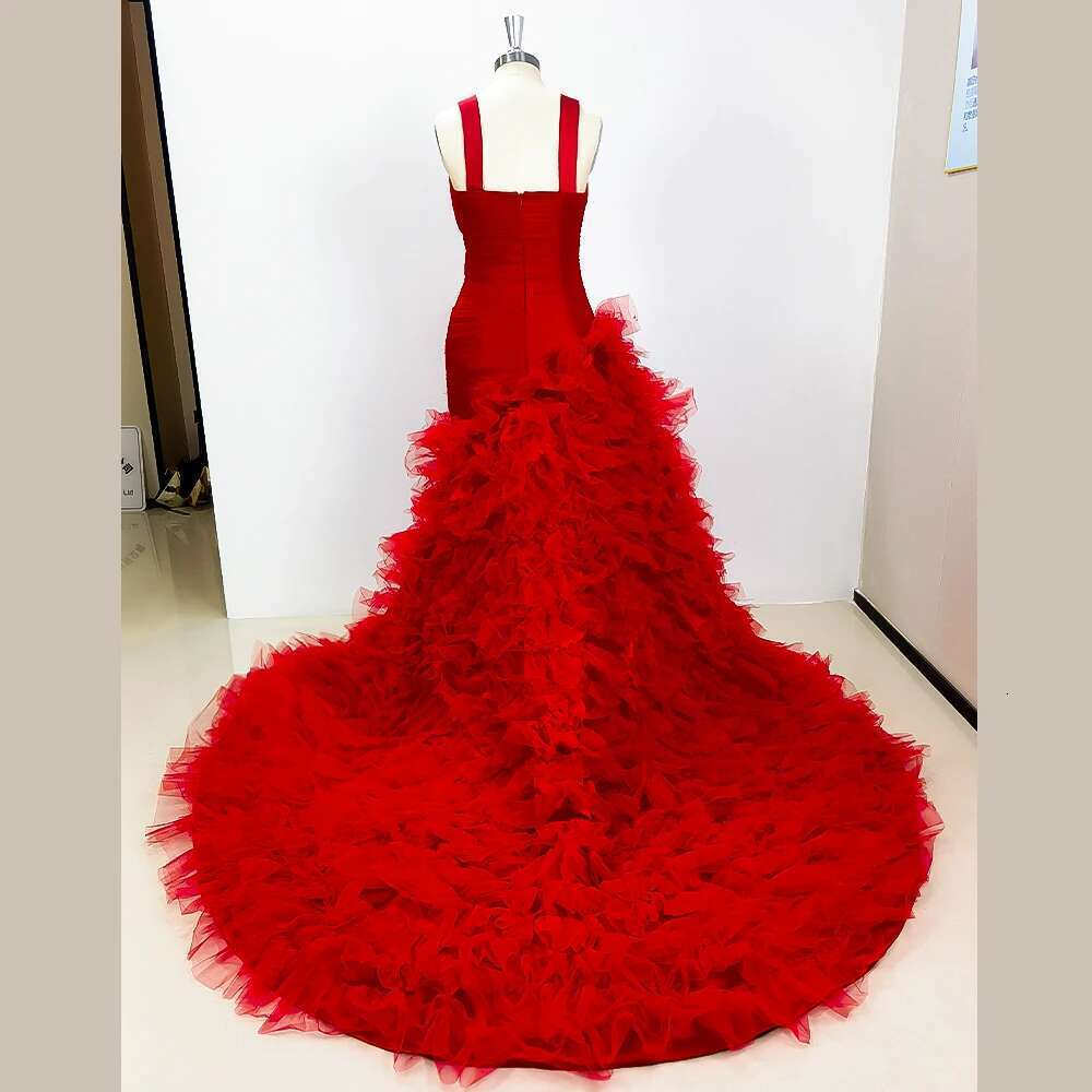 of sexy red suspend evening for women sleeveless to the floor girls chiffon ribbon prom dress