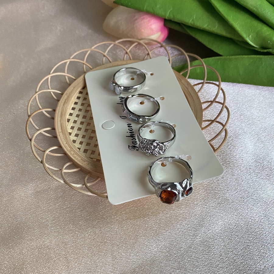 Amber Silver Four-Piece Jewelry Set with Fashionable Design