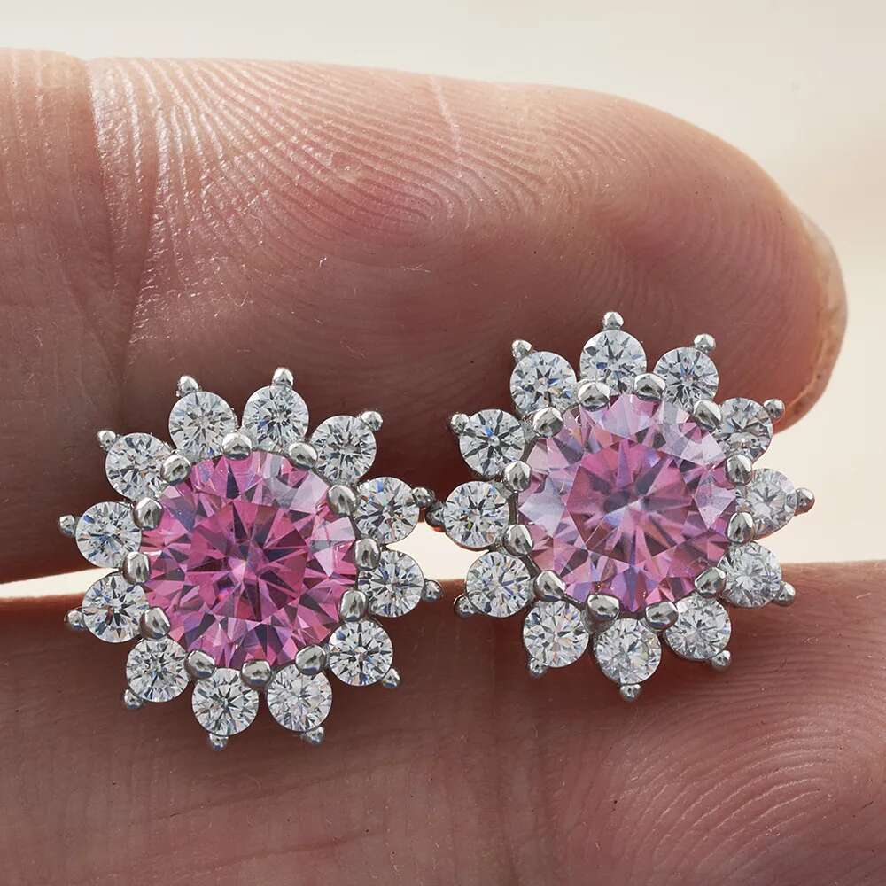 wer shape 1CTX2 Moissanite Earrings for Women Lab Grown Dia Ear Studs Sterg Sier Fine Jewelry Gift