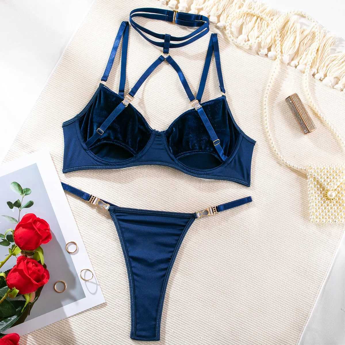 Sexy Pure Desire Style Fun Lingerie Set Women Elegant Solid Perspective Underwear Comfortable Exotic Apparel Suit Two-piece SetXJ250301