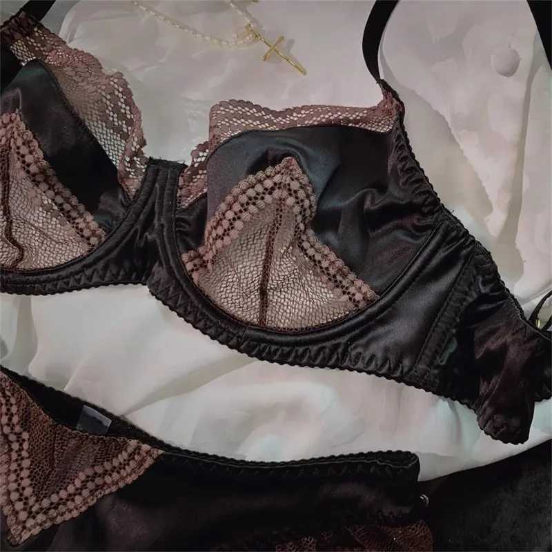 French Ice Silk Comfort Underwear Women Sexy Lace Ultra Thin Push Up Bra Set High Quality Brassiere Summer Breathable LingerieXJ250301
