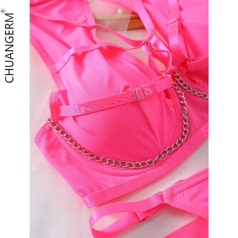CHUANGERM Gather Erotic Set Black Womens Underwear Set Pink Sexy Underwear Onlyfan Body Set Bra Top Womens UnderwearXJ250301