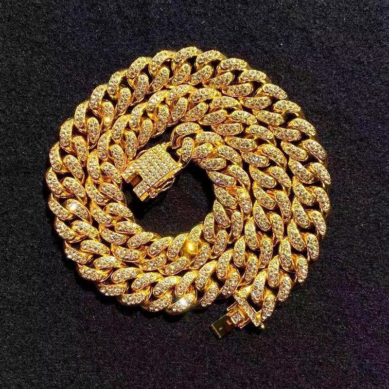 Free Sample Men's Jewelry Cadena Cubana Dia Ice CZ Hip Hop Cuban Necklace