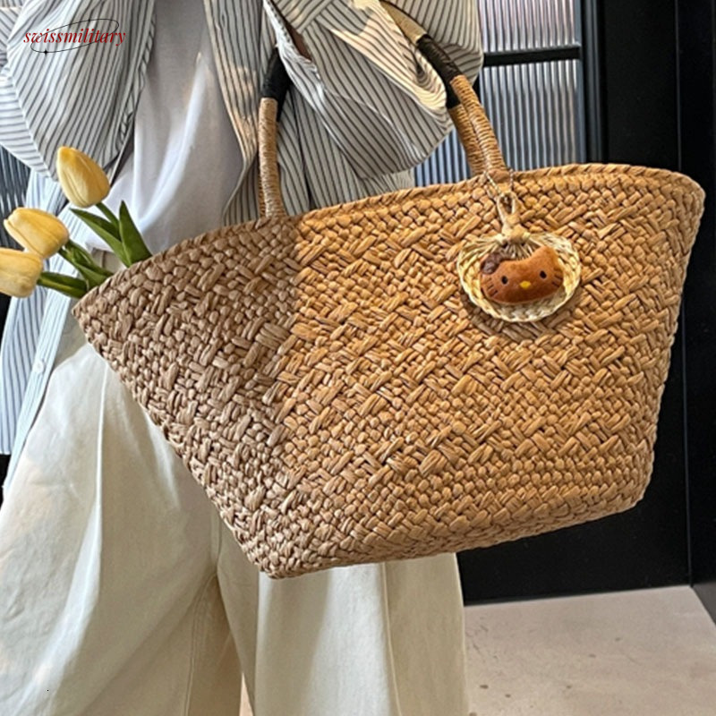 2025 large capacity new casual bag, single shoulder grass woven vacation beach, summer underarm trendy ins bag #swissmilitary