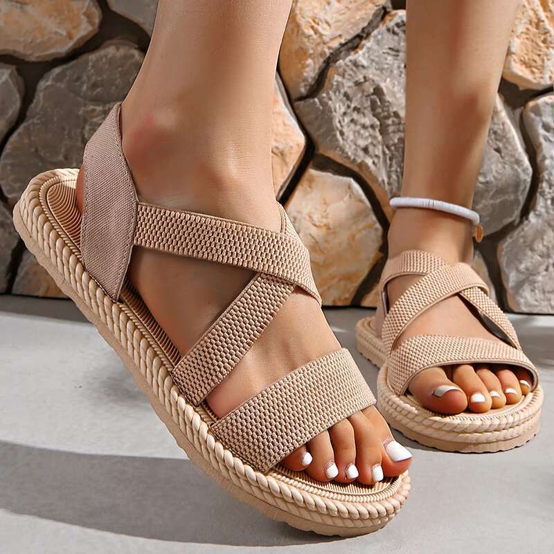Summer New Flats Sole Women Sandals Fashion Cross Band Plus Size 43 Beach Sandels 2025 Hot Seller Ladies Vacation atillas #ddmykukumalu