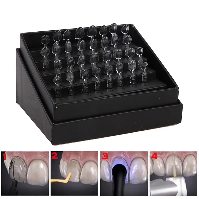 32pcs/Set Dental Composite Resin Veneer Mould Kit Light Cure Autoclave Anterior Front Teeth Mold Teeth Whitening Dentistry Tools 250228