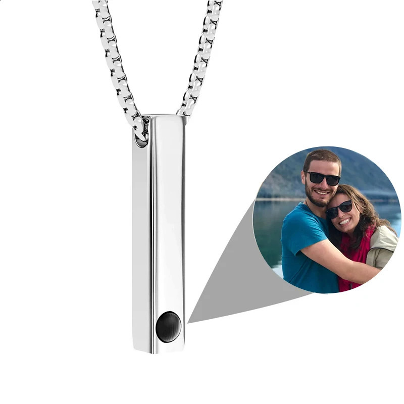 Custom Po Projection Bar Necklace Picture Personalized Necklace Customized Po Pendant Necklaces with Picture Jewelry Gift 250222