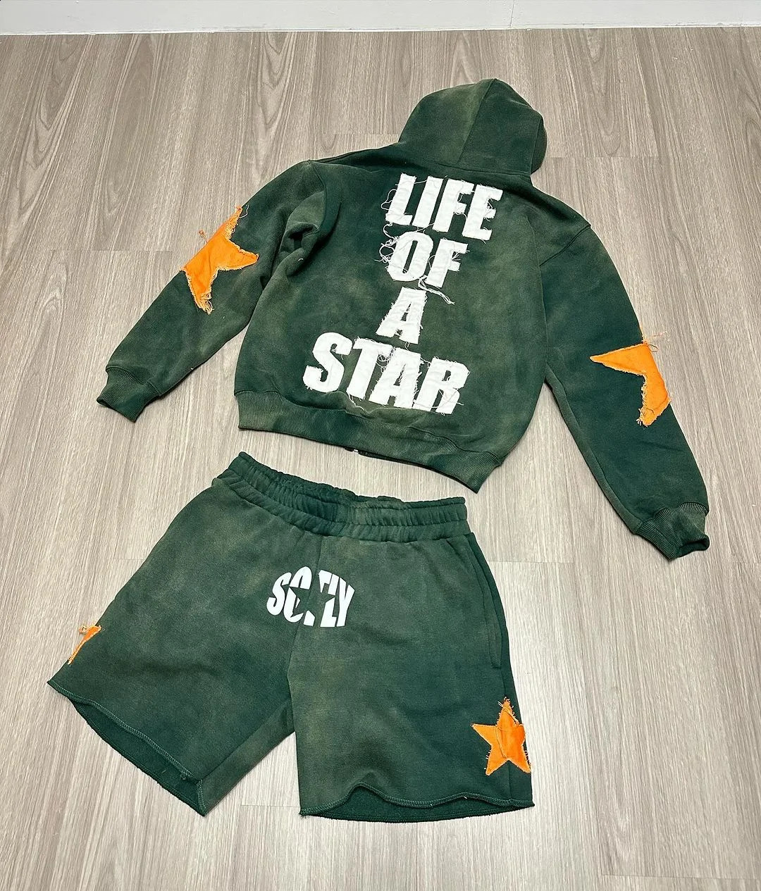 American college style casual sports suit mens round neck loose zipper pullover sweatshirt and sweatpants running two-piece set 250227