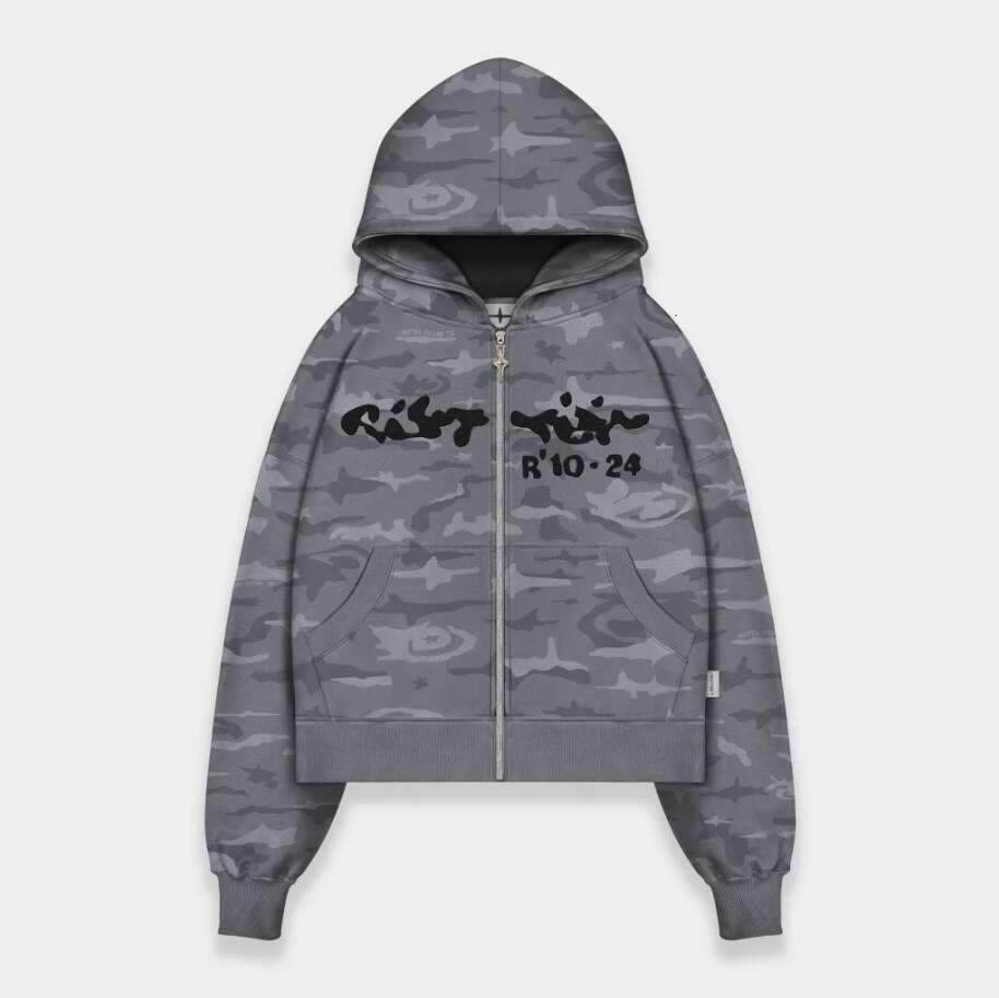 Fashionable Zipper Jacket for Men and Women, High Street Trendy Letter Embroidered Hoodie