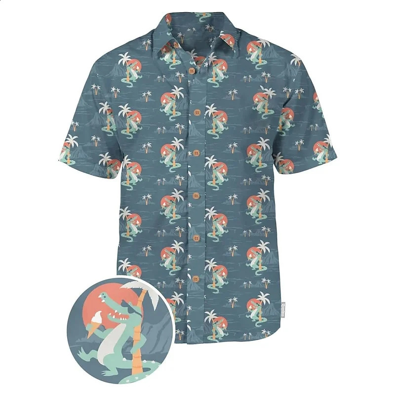 3D printed shirt for men fashionable Hawaiian shirt short sleeved casual beach shirt mens clothing linen 250224