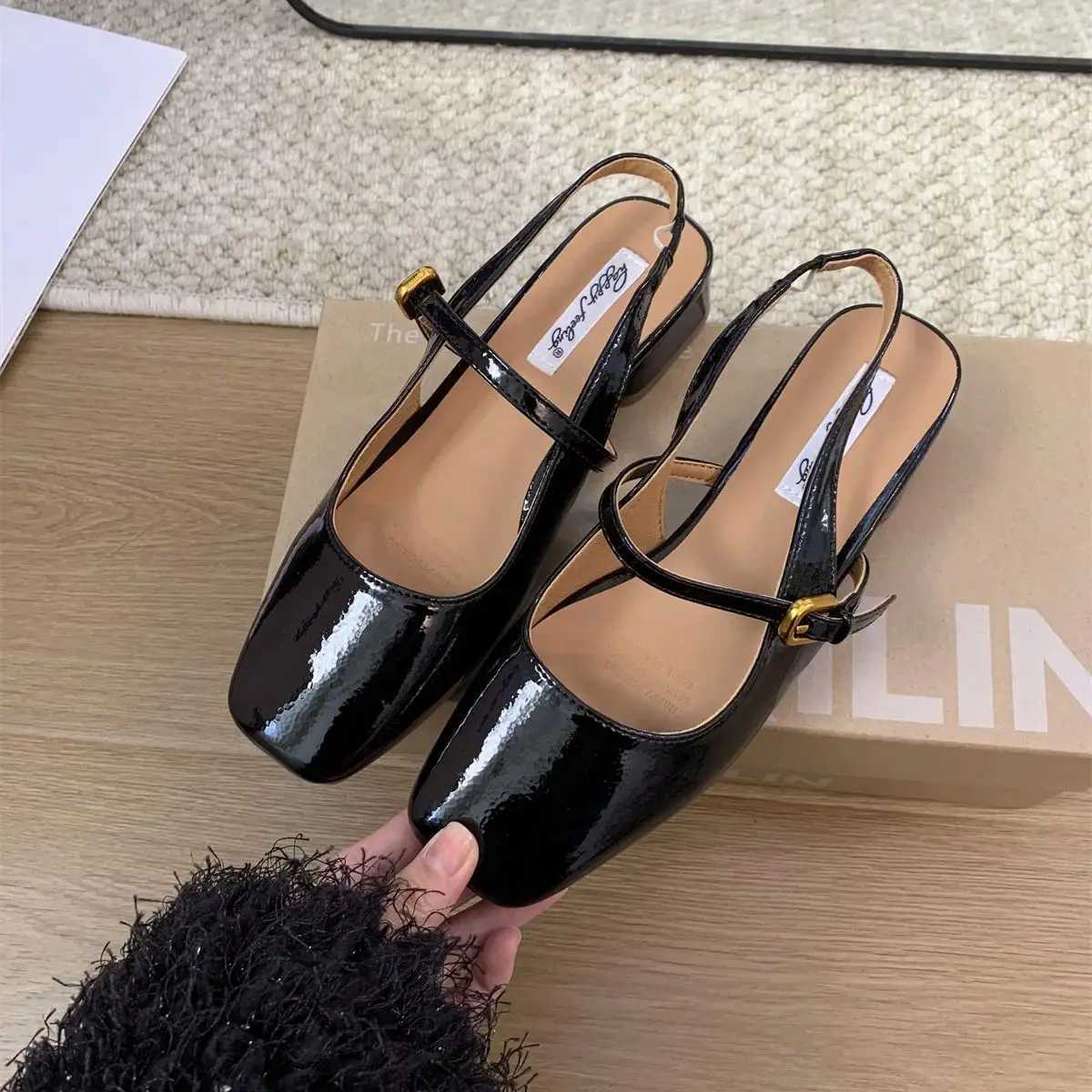 Baillamos Summer New Wen Sandals Fashion Shallow Slip On hot Ladies Mary Jane Low Heel Elegant Dress Slingback Shoes Size40 Z250301