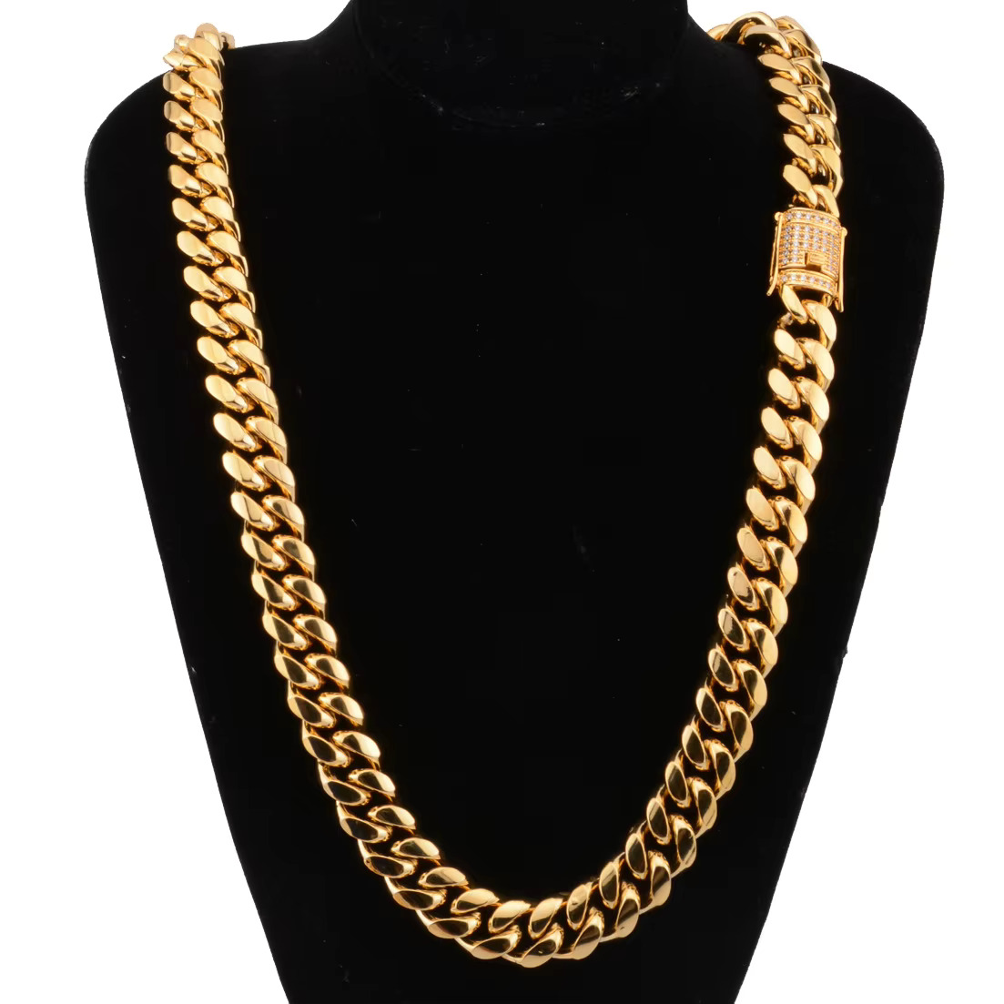 Fashion Jewelry Cuban Chain Gold Plated 6-18Mm Stainless Steel Cuban Chain Necklace