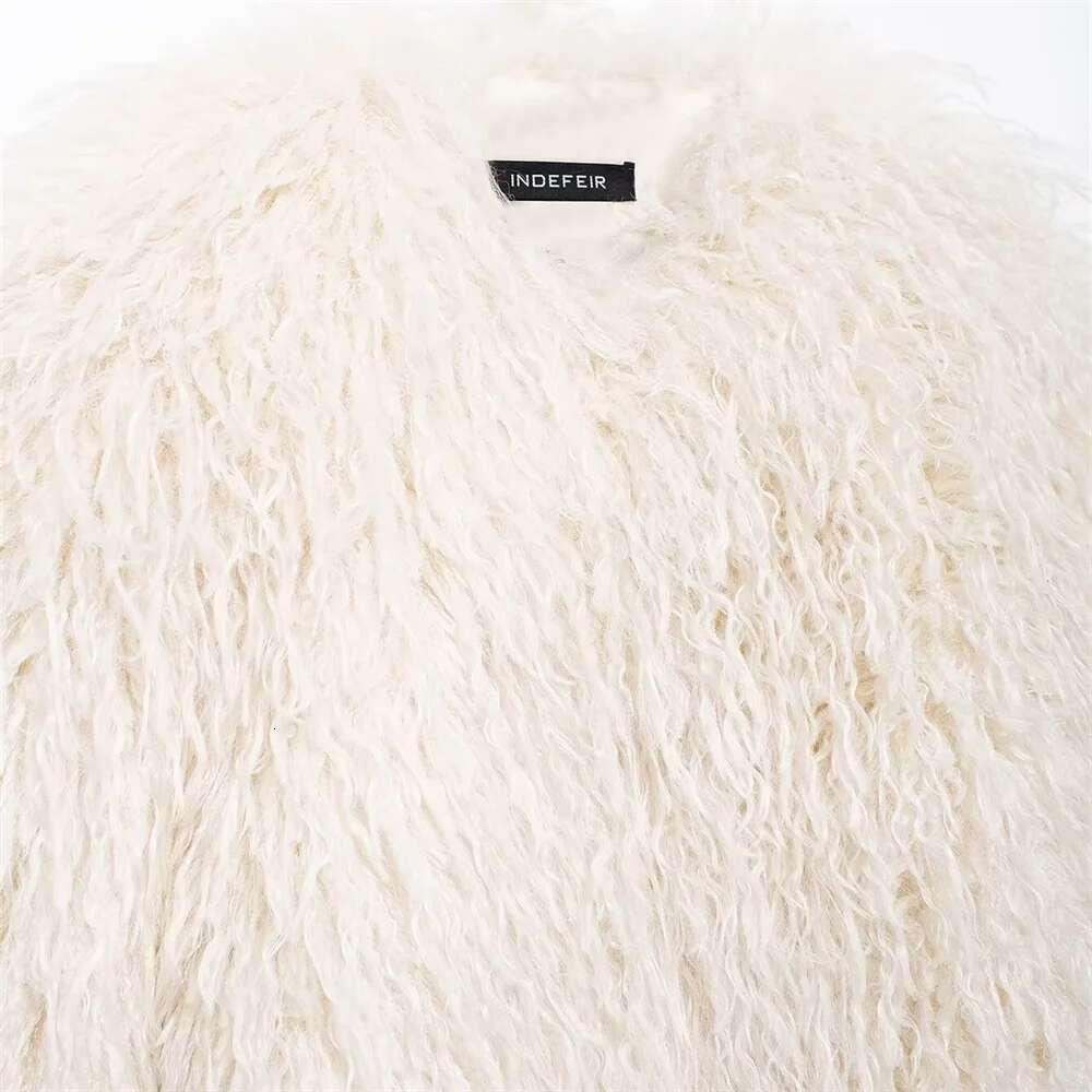 2024 RARF Winter New Product Women's Fashion Casual Plush Long Sleeve Round Neck Short Loose Coat