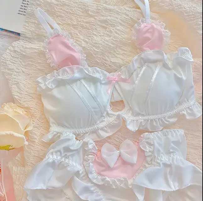 Sweet Japanese lingerie pure desire cute girl lace bra set hollow my melody lolita no steel ring underwear comfortable braletteXJ250301