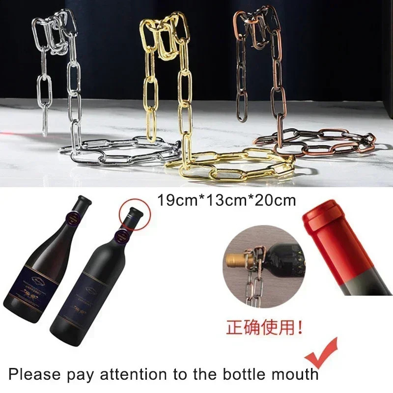 Magic hanging iron chain wine rack one bottle of display kitchen k 250225