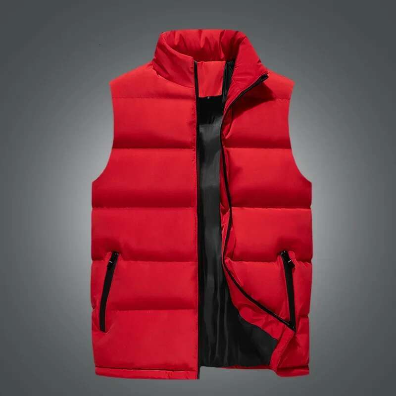 Thickened Fashionable Men's Cotton-Padded Jacket Vest2021Winter New Stand Collar Plus Size Casual Regular Feather Coat