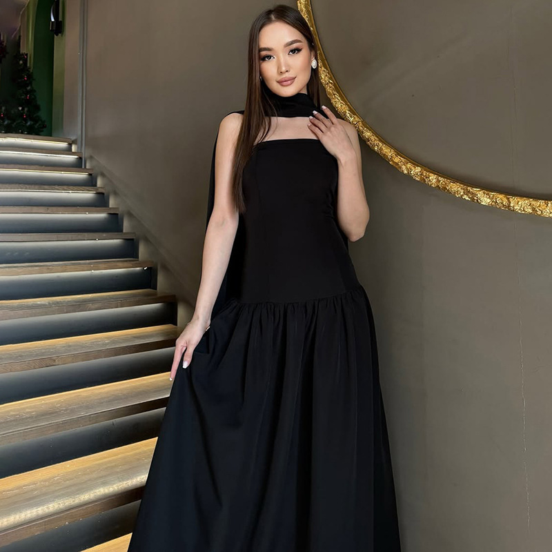 Women's Clothing 2025 Spring/Summer New Product Fashionable And Sexy Back Strap Splicing Strapless Dress