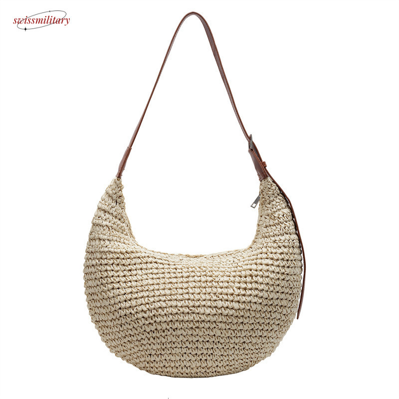 Summer Seaside Woven for Women 2025 New Large Capacity Versatile Single Shoulder Crossbody Fashion Commuter Tote Bag #swissmilitary