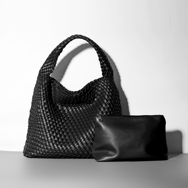New Fashion Woven Bucket Women's Handheld Shoulder Large Capacity Designer Mother And Child Bag