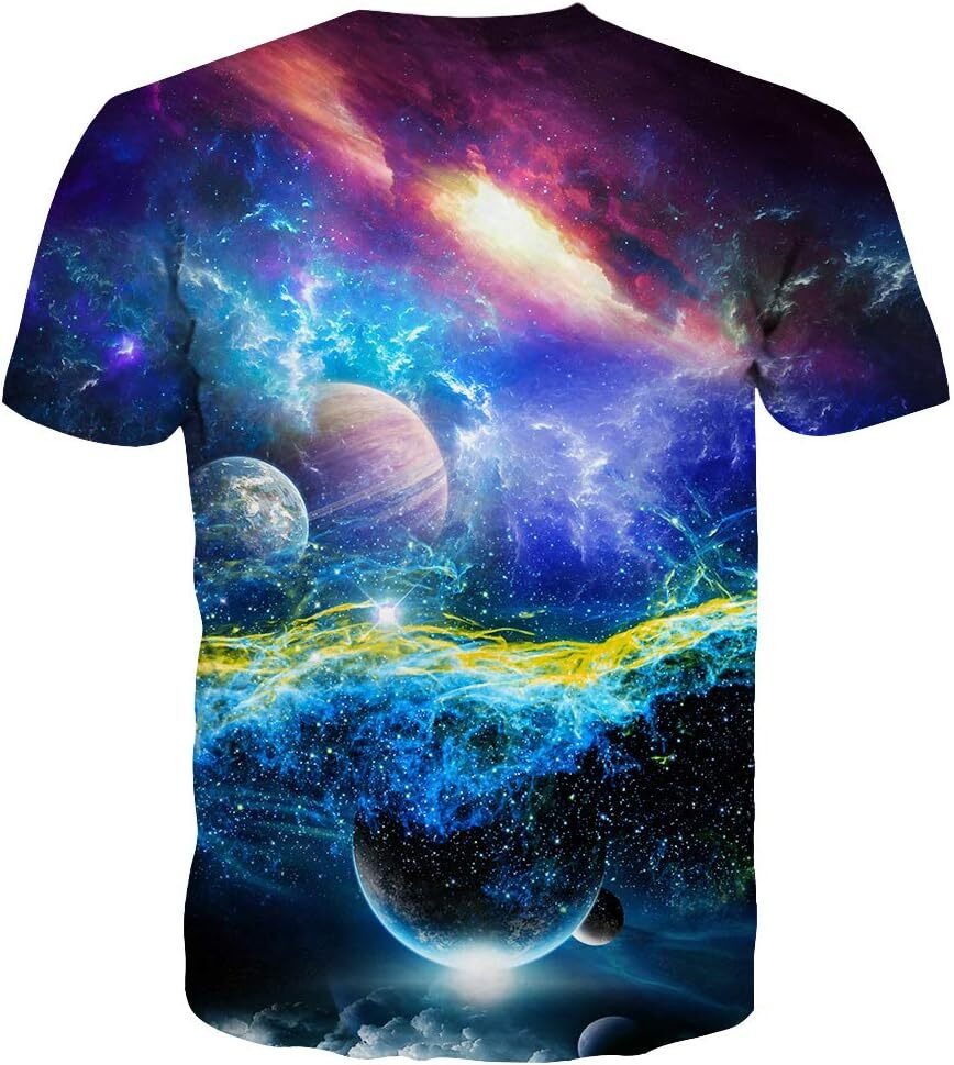 Mens T shirt Unisex 3D Print Shirts Colorful Space Graphic Tees for Men Women Teens tee Casual tops summer clothes starlit sky