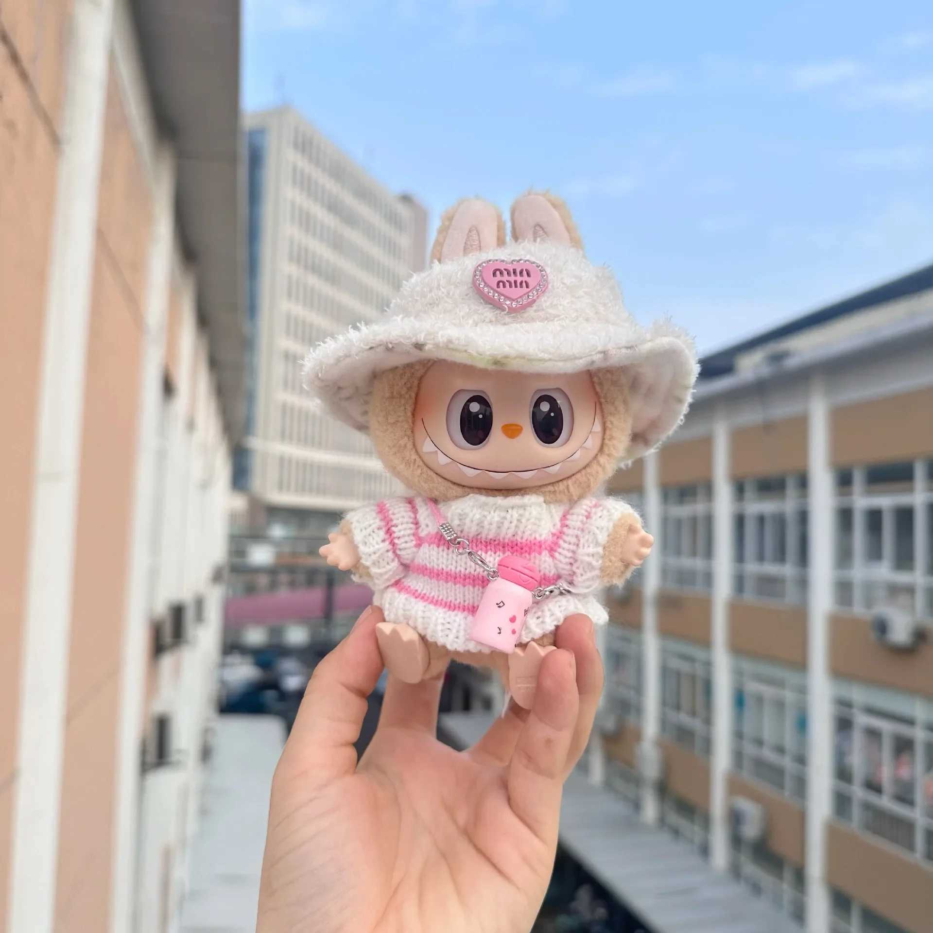 17cm Labubu I II Idol Dolls Cute Mini Plush DollS Clothes Korea Kpop Exo Idol Dolls Overalls Clothing DIY Accessories Gifts W250301