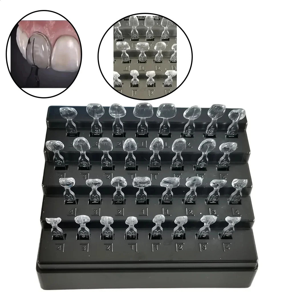 32pcs/Set Dental Composite Resin Veneer Mould Kit Light Cure Autoclave Anterior Front Teeth Mold Teeth Whitening Dentistry Tools 250228