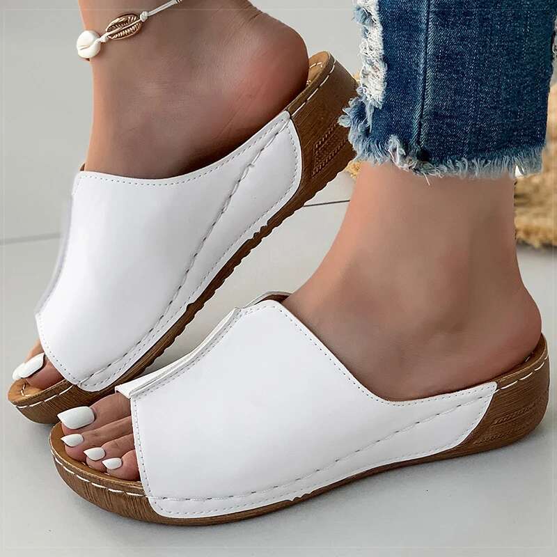 Women's 2025 Shoes Women Soft Heels Sandals Low Platform Slippers Summer Sandalias Mujer Indoor Outdoor Footwear #ddmykukumalu