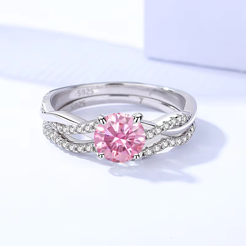 1 Provence Wholesale Silver Moissanite Ring Gold Plated 1ct 2ct 3ct Diamond halo Ring Factory Price for Mossinate Lady Ring