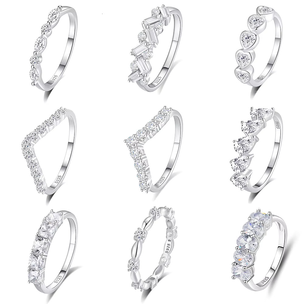 Fine Jewelry 925 Sterling Silver High Carbon Diamond Ring Jewelry for Women 925 Silver Luxury Moissanite Wedding Engagement Ring