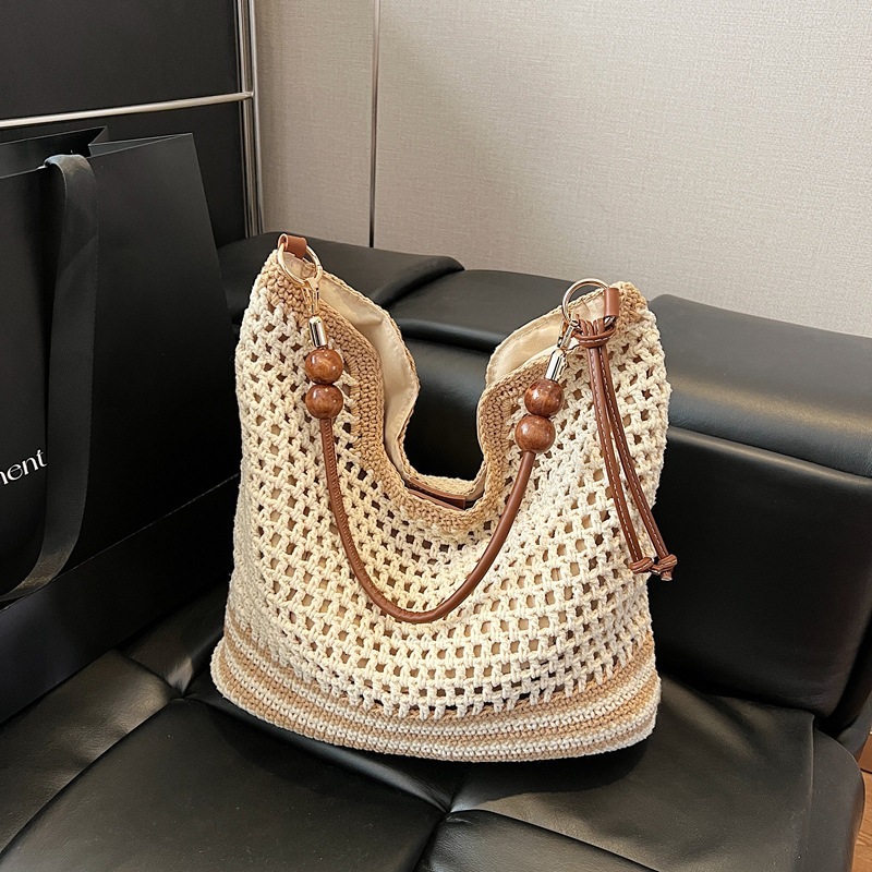 Beach vacation woven women's 2025 summer new commuting shoulder crossbody hollowed out hand-held tote bag #swissmilitary
