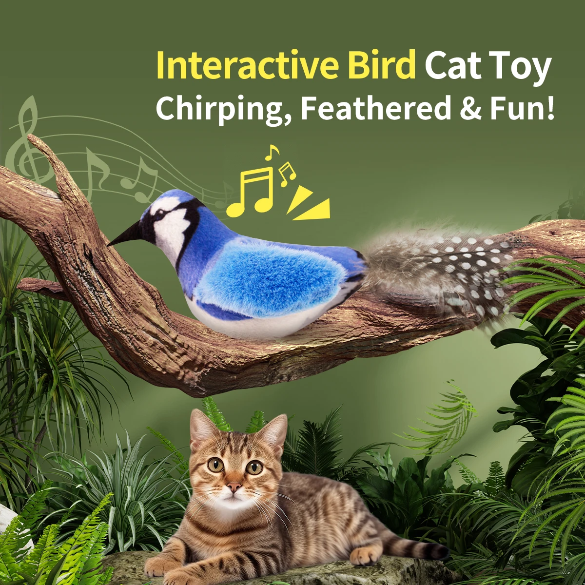 Chirp Bird Cat Toys Feather Cat Toy Bird Cat Toy Realistic Sound Bird Toy for Kittens Interactive Cat Toy Plush Toy for Cats