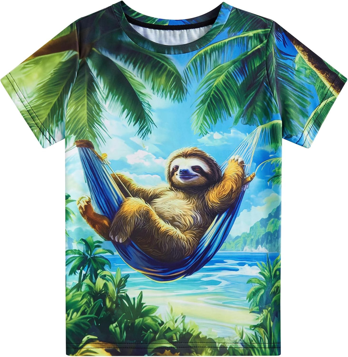 Mens T shirt Hawaiian T-Shirt 3D Print Short Sleeve Novelty Crewneck Tee Casual tops summer clothes Seaside pattern