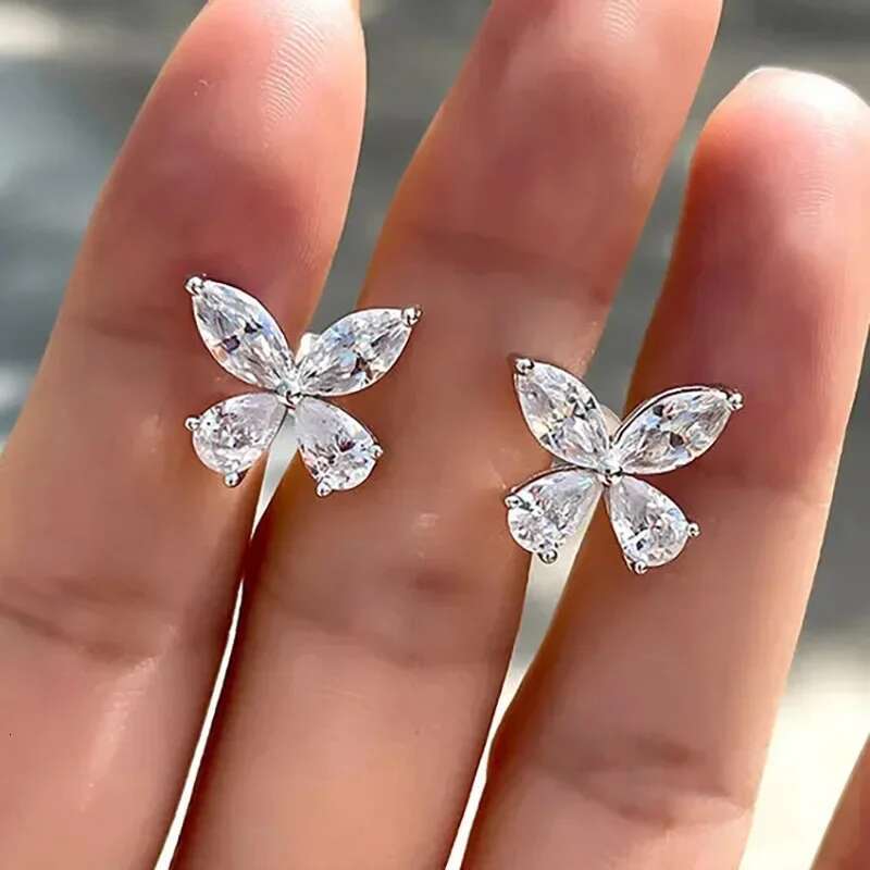 Simple Dainty Butterfly Earrings Sier Lady Dazzg Dia Ear Jewelry All Match Trend Insect Accessories for Daily Life