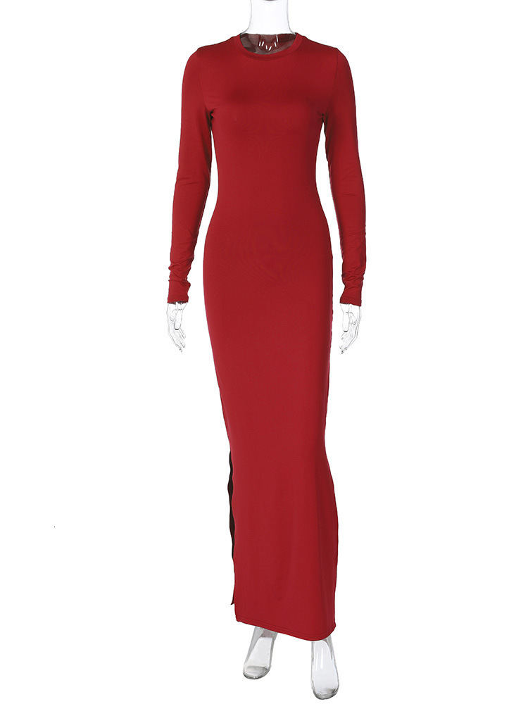 Women's 2023 Winter New Fashion Sexy Slim Fit Split Long Sleeve Dress