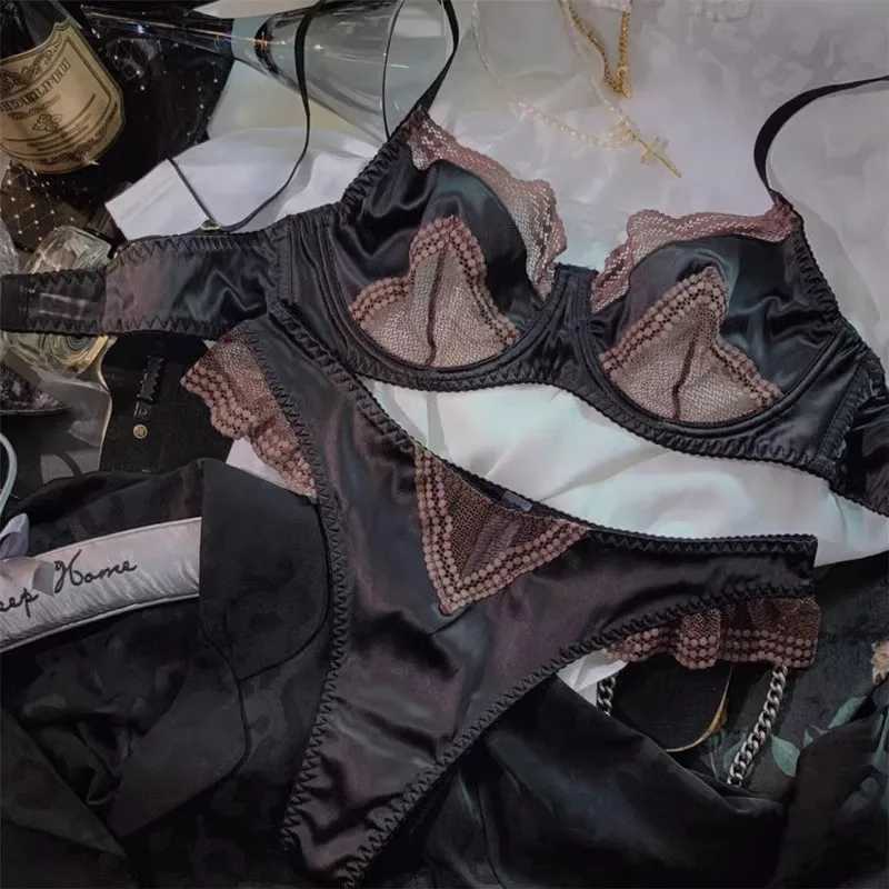 French Ice Silk Comfort Underwear Women Sexy Lace Ultra Thin Push Up Bra Set High Quality Brassiere Summer Breathable LingerieXJ250301